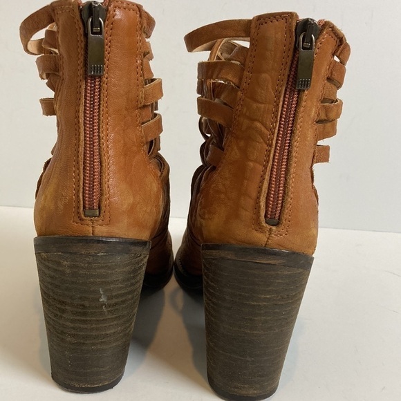 Free People Carerra Bootie 8.5 Tan Leather Woven Boho Festival Coastal Cowgirl - Picture 7 of 16